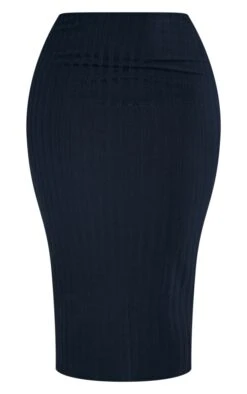 Plus Black Ribbed High Waist Midi Skirt -VelvetMuse Store 00ebe539e40497376580983559604e286967d343 cnc5294 5