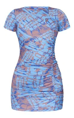 Blue Marble Print Ruched Short Sleeve Bodycon Dress -VelvetMuse Store 0336ecaa10d84170b8489e04bf523fcf8b4d51f4 cmt3811 6