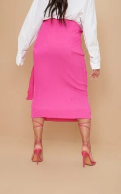 Maternity Pink Plisse Twist Midi Skirt -VelvetMuse Store 06618766b7318dd524e0ddb5770451a9d16949c3 cmw5720 3