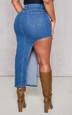 Shape Dark Blue Denim Split Side Midaxi Skirt -VelvetMuse Store 07e22fd59277d517b18fb4aaadfd79f25c40266e cnd2505 3