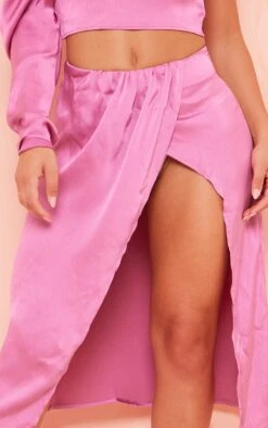 Mauve Textured Satin Ruched Side Midi Skirt -VelvetMuse Store 08df9ed1a716502ec0f5f3cd5ae596f5dcd9554d cna0664 4