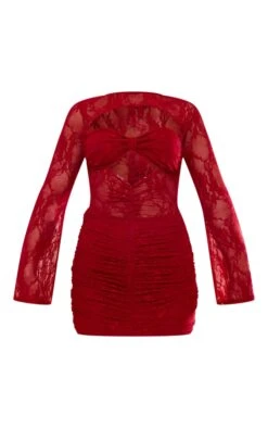 Red Sheer Lace Underwired Ruched Bodycon Dress 9 Red Sheer Lace Underwired Ruched Bodycon Dress -VelvetMuse Store 0a4a01d19d24f64a403feedb640c152ae569a92b cnc7710 5