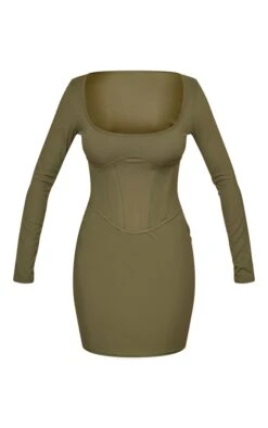 Khaki Rib Corset Seam Square Neck Mini Bodycon Dress -VelvetMuse Store 0e4d853048e3a236d7d6aaeac090442b77a23518 cnd1317 5