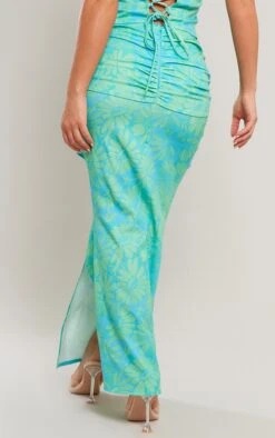 Turquoise Floral Print Woven Drape Front Midaxi Skirt -VelvetMuse Store 0eefc833bdff55b18123a955d087f3083af0b4e2 cne0127 3