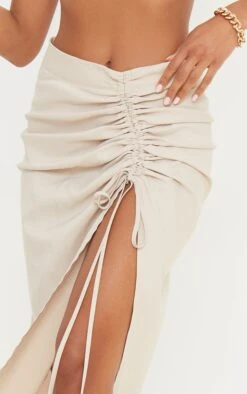 Champagne Woven Ruched Detail Midi Skirt -VelvetMuse Store 0f94e332f238c1780886a3f956edd2b19a326e91 cmt2069 4