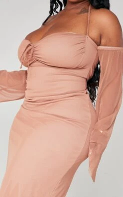 Plus Mauve Mesh Ruched Bust Sleeve Detail Midi Dress -VelvetMuse Store 0fa8d90917a8a76713a293134a6bfb31b37e3f36 cna9992 4
