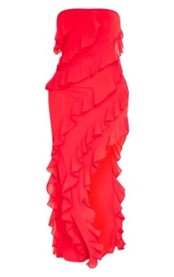 Shape Red Woven Frill Edge Bandeau Split Leg Maxi Dress -VelvetMuse Store 0fab77880fe73638b56e9ca68d4059bf92d2de68 cne3476 5