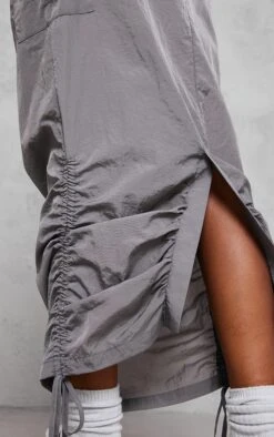 Charcoal Grey Parachute Tie Waist Midaxi Skirt -VelvetMuse Store 0fc5f55907186e64842818d7b85095bbe1a8b13c cnc8626 5