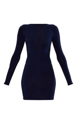 Ink Blue Slinky Long Sleeve Side Cut Out Bodycon Dress -VelvetMuse Store 100f6d753b446ec5b17b070b6fcf0b0e0cb7cac2 cnc3004 5