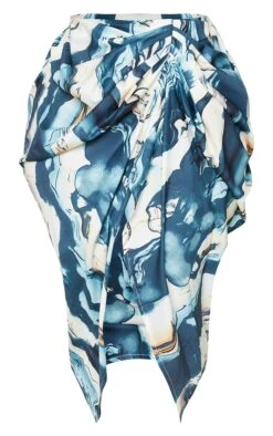 Plus Cream Marble Print Ruched Side Midi Skirt -VelvetMuse Store 13e743b0399eb54d1d8e0747c6fd4b1978c1dfb5 cmp7207 5