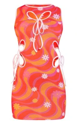 Multi Daisy Abstract Print Daisy Cut Out Tie Detail Bodycon Dress -VelvetMuse Store 144bcea4dc16cf5d7e4cff2eff6d56eaaa6d73ea cmw9206 6