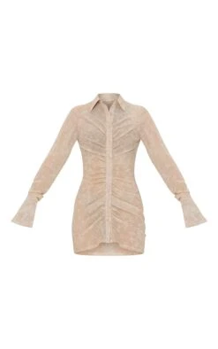 Cream Croc Print Ruched Front Bodycon Dress -VelvetMuse Store 1465c1244e03bbb70b3b37f3b765dc63055e9371 CMW1227 5