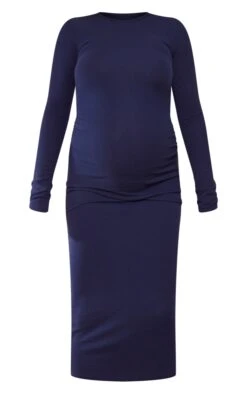 Maternity Ink Blue Long Sleeve Ribbed Midi Dress 9 Maternity Ink Blue Long Sleeve Ribbed Midi Dress -VelvetMuse Store 182982d9647d06cf30daf45d97eaba6ceddf5e3c cnd2168 5
