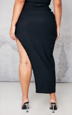 Plus Black Rose Trim Asymmetric Hem Midi Skirt -VelvetMuse Store 19b17cd82d71076e073823a65a8a242e1a69f2c8 cnb3715 3