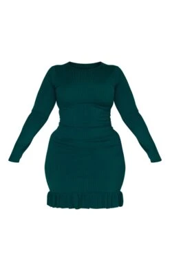 Plus Emerald Green Rib Frill Hem Bodycon Dress -VelvetMuse Store 1d78fd20af2753c0bc48ccdc1586ef8f4cdea596 cnc5169 5