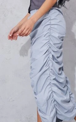 Light Grey Shell Ruched Cargo Midi Skirt -VelvetMuse Store 1fc7015e07bbc4577f8d54000f430a58c13bc266 cnd3703 4