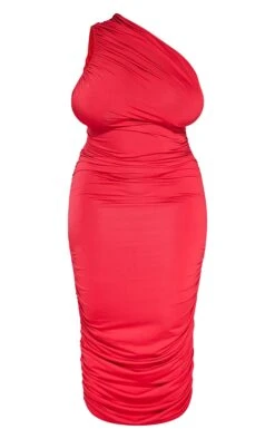 Plus Red Slinky Ruched One Shoulder Longline Midi Dress -VelvetMuse Store 22f6e075691b0f2d3086903554a43762d0d86d10 cna0081 6