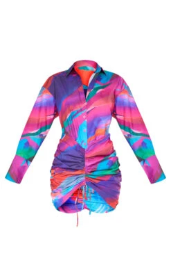 Multi Abstract Print Oversized Shirt Ruched Bodycon Dress 9 Multi Abstract Print Oversized Shirt Ruched Bodycon Dress -VelvetMuse Store 2333ec98972550db99041d9e43539c1792a597f4 cnd6340 5