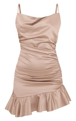 Mauve Satin Cowl Ruched Frill Hem Strappy Bodycon Dress -VelvetMuse Store 23a128311c89107fea0f28f89698ee45faa3e77f cnd0364 5