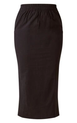 Tall Black Linen Look Midi Skirt -VelvetMuse Store 256bf50b176526d06259760c51feae4669b762de cnd3487 5
