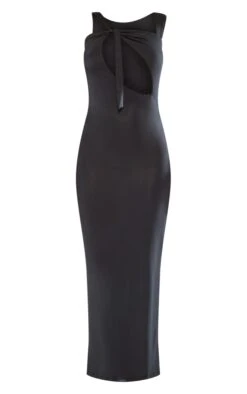 Black Slinky Asymmetric Strap Knot Detail Midaxi Dress -VelvetMuse Store 2c2ce0c138b3b64b507b0d58fd94dc950f895648 cne1452 5