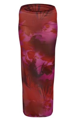 Cherry Red Floral Print Mesh Split Hem Midi Skirt -VelvetMuse Store 2cc6519196c03dac5dfb29d327acd45c3fb9e343 cnd3684 5