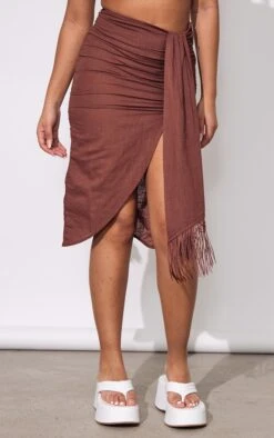 Petite Chocolate Linen Look Tassel Skirt -VelvetMuse Store 2ceacfb8b1656824e622809e24bdd2c45da8cd09 cnd3116 2