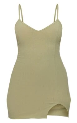 Khaki Strappy Split Hem Bodycon Dress -VelvetMuse Store 2d1b4396baff5b4cdaf5626f3e73b535406cd565 cnd8889 5