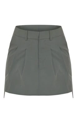 Khaki Woven Utility Pleated Detail Tailored Skater Skirt -VelvetMuse Store 2d658bc476e5af0a3f80ec48b55ad9e115637828 cnd1438 6