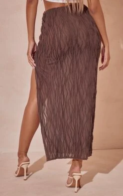 Dark Brown Textured O-ring Front Midi Skirt -VelvetMuse Store 2e5cc03296f6ce3a44c84a7a5e1afd5273f128ce cmw6326 3