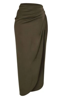 Khaki Woven Ruched Skirt Midi Skirt -VelvetMuse Store 2e790b73e5911e81159f873ec4e14c906d4d676e cnc8398 5