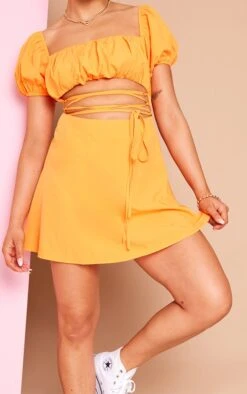 Orange Puff Sleeve Cut Out Strappy Shift Dress -VelvetMuse Store 2fd3a1f0ce1cb7b576e4583b0774c374caff693d cnd5486 4