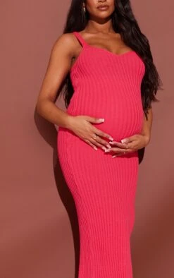 Maternity Hot Pink Ribbed Knitted Midaxi Dress -VelvetMuse Store 3033b2a55b5cc3f873509331b1a29aaf7afdd87c cmv9471 5