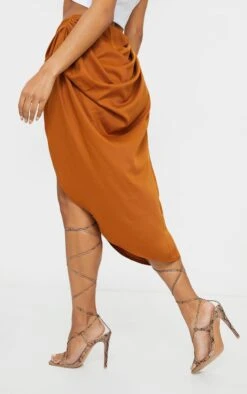 Brown Ruched Side Midi Skirt -VelvetMuse Store 3085085fa0092ada17b1dc82a95a267b03c754aa cmn8197 3