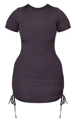 Shape Charcoal Rib Short Sleeve Ruched Side Bodycon Dress -VelvetMuse Store 3159de9f9f0cbd522c42726de2d53988e2e7e4e9 cnd0633 5