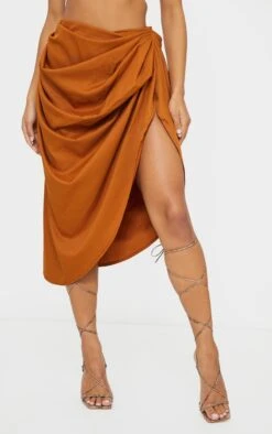 Brown Ruched Side Midi Skirt -VelvetMuse Store 32ef906f5c3fdc95802a5e3d7f13e57cf776c8f9 cmn8197 2