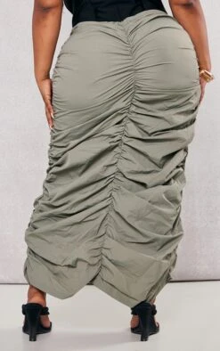 Plus Sage Khaki Ruched Parachute Midi Skirt -VelvetMuse Store 34c3d97d3437c964d58d6a291a42d9c5a5146f54 cnd2419 3