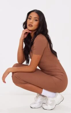Tall Chocolate Ribbed Crew Neck Midi Dress -VelvetMuse Store 34f7052630f1db5382ffcc0ce5da56ee8864cae6 cnd4319 4