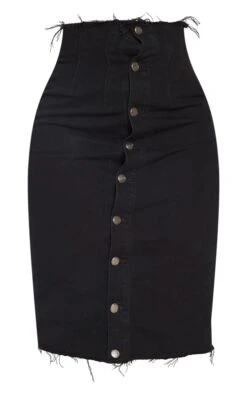 Shape Black Button Front Seam Detail Denim Midi Skirt -VelvetMuse Store 391591739e35fff9931b4bdcef65774a922d7c96 cmh0396 5