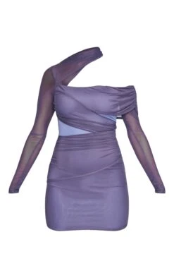 Charcoal Mesh Asymmetric Neck Drape Sleeve Bodycon Dress -VelvetMuse Store 394e52fc5f4c4e9b76c0a84c9ea4b4e7da8d21f8 cnc5915 5