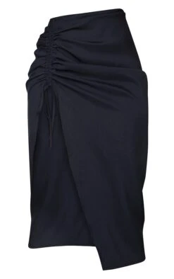 Black Woven Ruched Detail Midi Skirt -VelvetMuse Store 3d98309b5c4e10291b007a672f090dc54c3bf277 cmo3044 5
