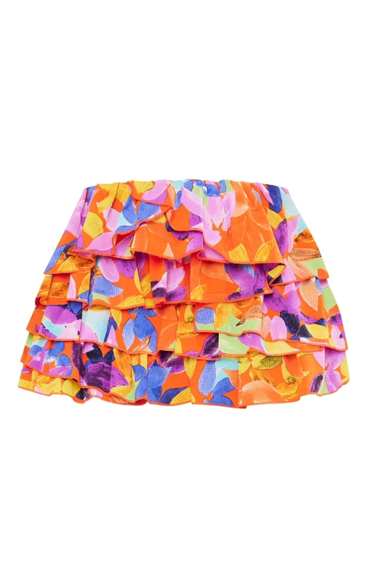 Shape Orange Ruffle Detail Mini Skirt 6 Shape Orange Ruffle Detail Mini Skirt - Image 6