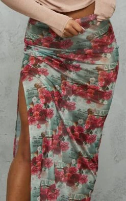 Sage Green Floral Print Mesh Split Hem Midi Skirt -VelvetMuse Store 3ede04d207fde2d9a54dd99256092a739d8231d9 cnd3685 4