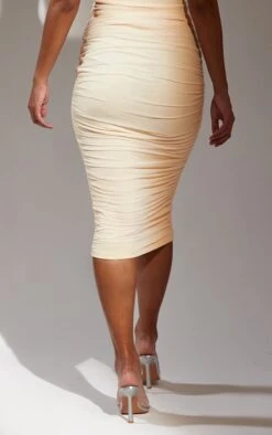 Champagne Mesh Ruched Midi Skirt -VelvetMuse Store 414367e811c804df609ae3460923210afabded5d cnb2342 3