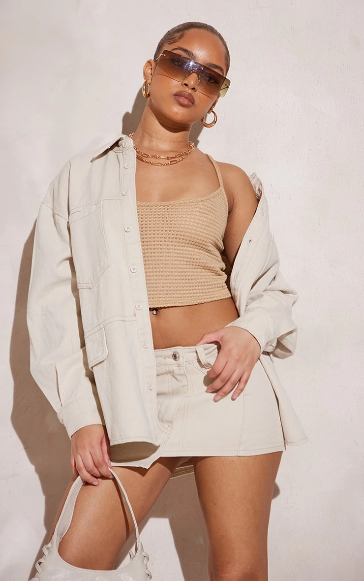 Petite Stone Denim Mini Skirt With Asymmetric Hem 4 Petite Stone Denim Mini Skirt With Asymmetric Hem - Image 4