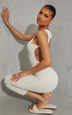 Cream Rib Cut Out Back Detail Tie Waist Midaxi Dress -VelvetMuse Store 46684ea87c1eca365a3c54807679a29442b28198 cms4646 5