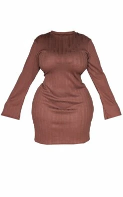 Plus Chocolate Rib High Neck Bodycon Dress 9 Plus Chocolate Rib High Neck Bodycon Dress -VelvetMuse Store 485ad6e4841f1fa429f2152b7d76c34c72072c71 cnd4820 5