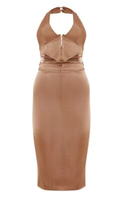 Dark Khaki Satin Hook & Eye Cut Out Halter Midi Dress -VelvetMuse Store 4a4900e4adef360d9c049f589d0bc5f4a08867dd cnc7723 5