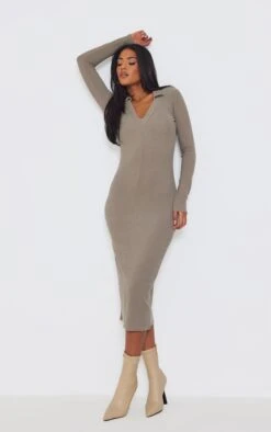 Tall Taupe Plunge Polo Neck Midi Dress -VelvetMuse Store 4a6b55c7b65a809af4029ae15ad92ced22513303 cnd0591 1