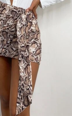 Nude Snake Print Drape Front Mini Skirt -VelvetMuse Store 4ac54b035958248252ea265e34908d499cdeca8d CML0941 5